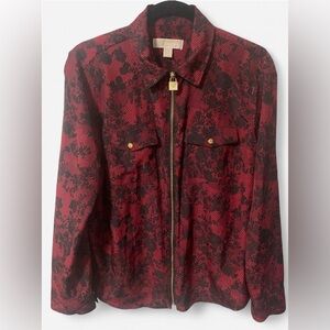 MICHAEL Michael Kors Red and Black Lace Patterned Blouse Jacket